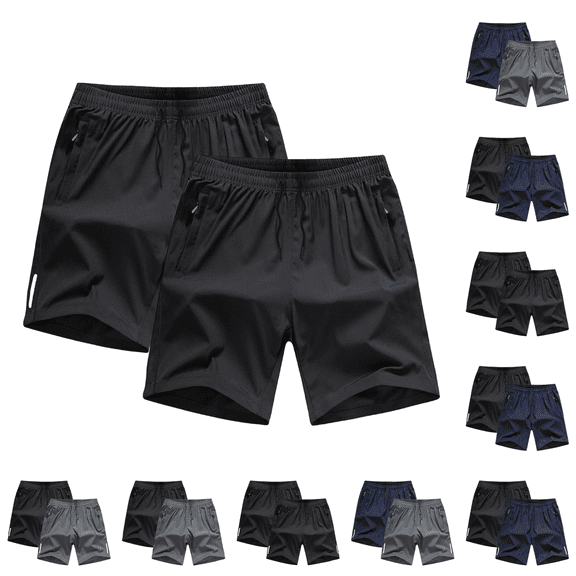 Librclo 2 Pack Teen Shorts for Boys Size 14-15 Years with Zipper Pockets Elastic Waist Lightweight Quick Dry Athletic Shorts Summer Beach Short Pants Gray