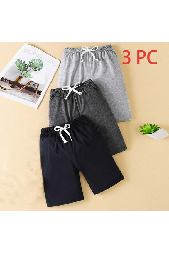 3 Pack Kids Shorts for Boys Size 4 Years Elastic Waist Drawstring Lightweight Quick Dry Athletic Shorts with Pockets Multicolor