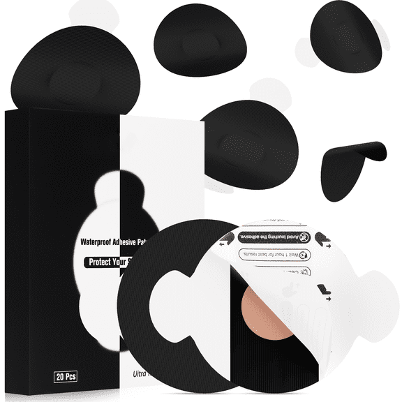 Libre 3 Sensor Covers Waterproof- 20pcs Sensor Covers for Libre 3 Adhesive Patches for CGMBacking with Easy-Peel Tab for 10-14 Days Full Cover No Glue in Center (Black)