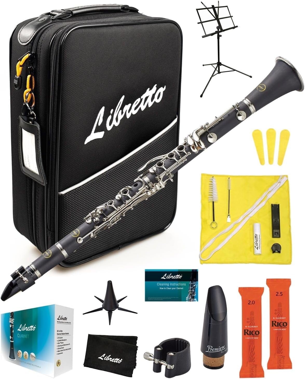 Libretto Bb Clarinet Set for Beginner and Intermediate Players with Accessories