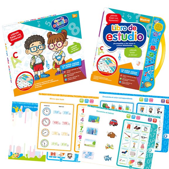 Libro de sonidos ABC para juguete interactivo con letras, palabras y formas en ingls. Juguetes educativos para aprender espaol e ingls. Families Gifts