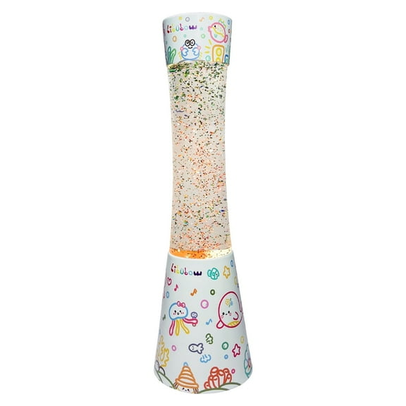 Libubow 15.5" Music Party Decal Base Rainbow Glitter Lamp, 2pcs Bulbs