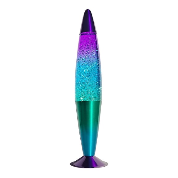 Libubow 16 Inch Aurora Glow Glitter Night Light, 2 Bulbs, Silver Glitter Clear Liquid