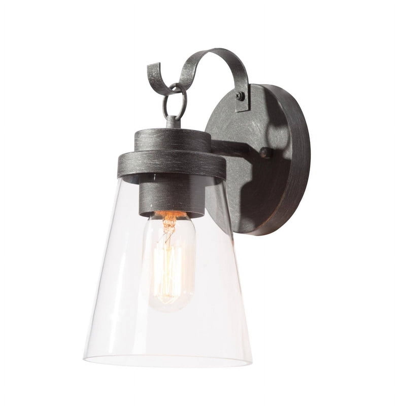 LNC Liby 10-in H Brushed Black Clear Glass Modern Outdoor Wall Light,10.2"H