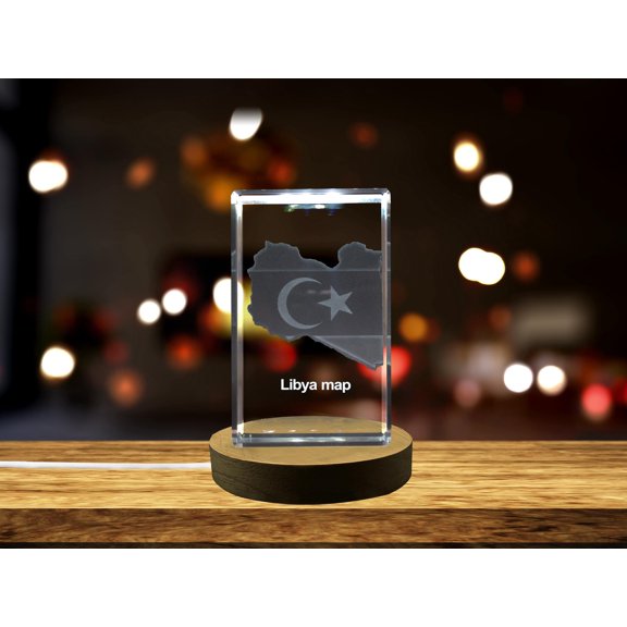 Libya 3D Engraved Crystal 3D Engraved Crystal Keepsake/Gift/Decor/Collectible/Souvenir