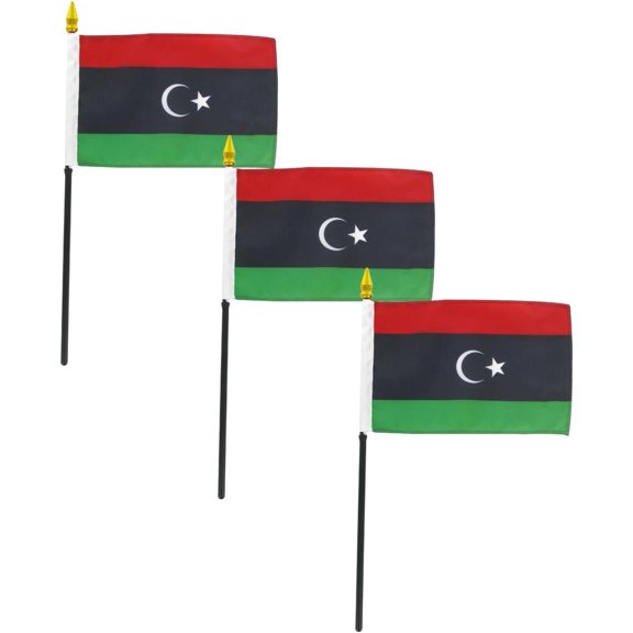 Libya 4in x 6in Stick Flag (3 PK)