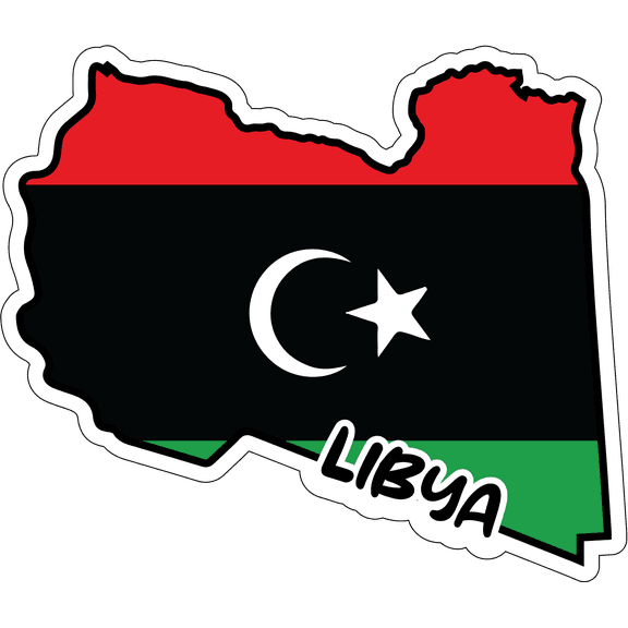 Libya Map Flag Sticker Decal 4 Inches - 4 inch