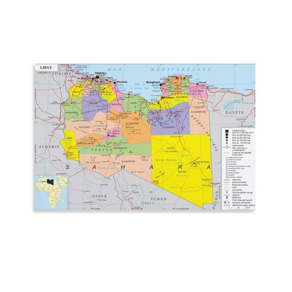 Libya Map Posters Picture Print Canvas Poster Wall Paint Art Posters Decor Modern Home Artworks Gift 08x12inch(20x30cm)