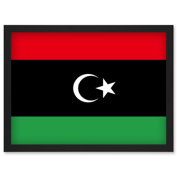 Libya National Flag Patriotic Vexillology World Flags Country Region Poster Artwork Framed Wall Art Print A4