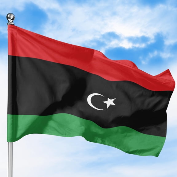 Libya Outdoor Flag (1x1.5ft) by DreamController - Durable, Fade-Resistant Polyester, Double-Stitched, Brass Grommets - HD Printed Nothern Africa Flag - Made in USA