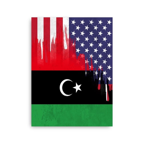 Libyan American Flag Wall Art Friendship USA Libya Roots Posters - 24X36 Inch Unframed