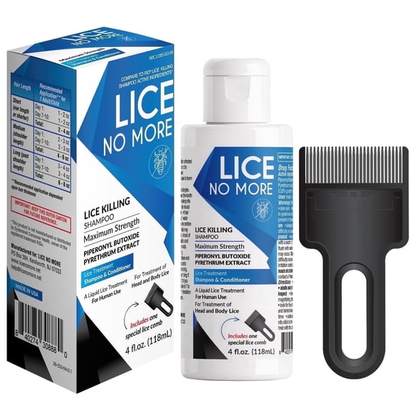 Lice No More Shampoo and Comb Kit for Head Care, Includes Fine-Tooth Comb