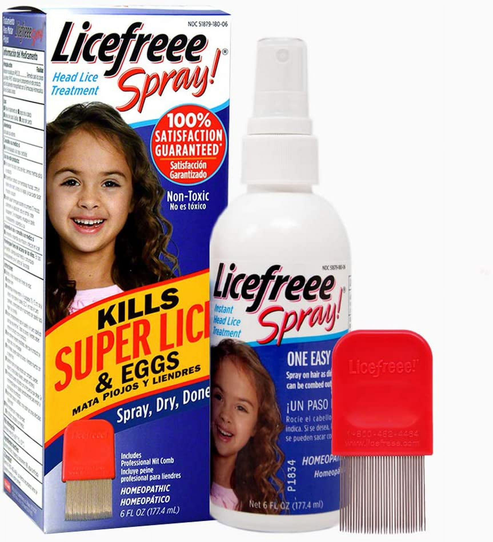 Licefreee Spray, Head Lice Treatment for Kids and Adults, Includes Lice Comb, 6 Fluid Ounces