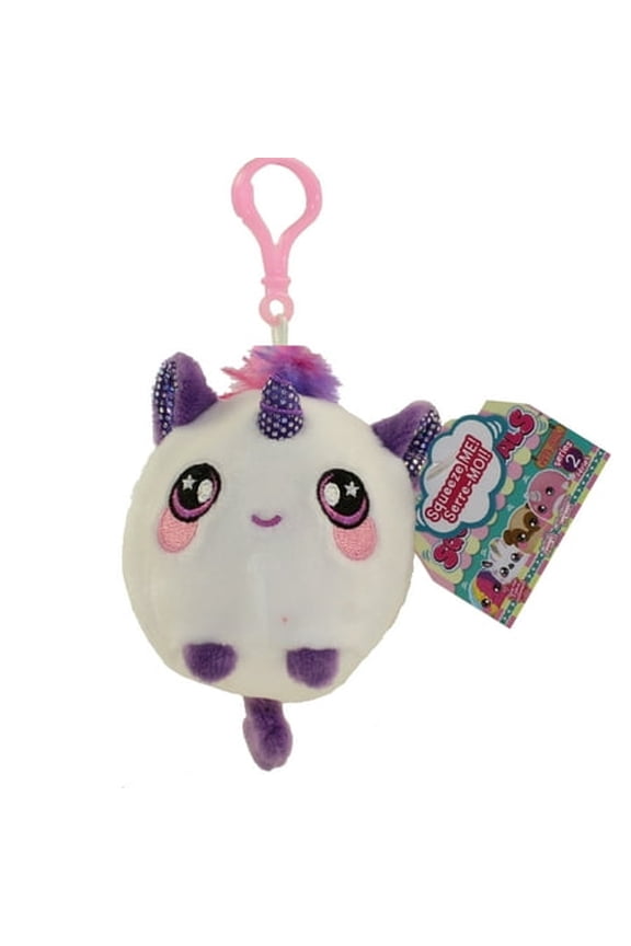 - Squeezamals Scented Plush - WHITE UNICORN (Plastic Key Clip - 2.5 inch)