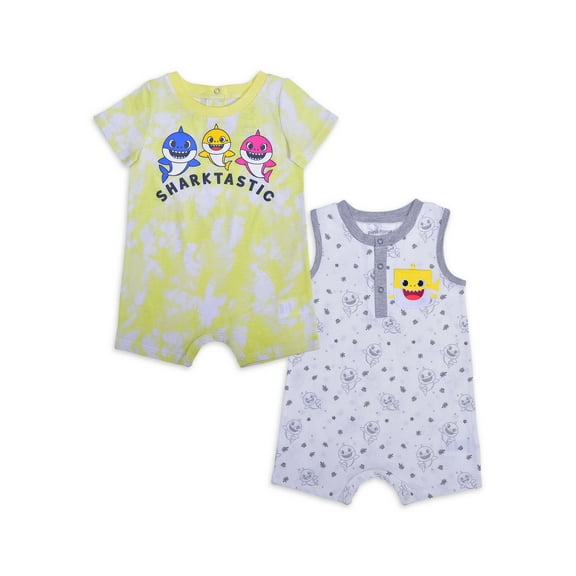 License Baby Boys & Toddler Boys Baby Shark Rompers, 2pc Pack (0-3M-24M)
