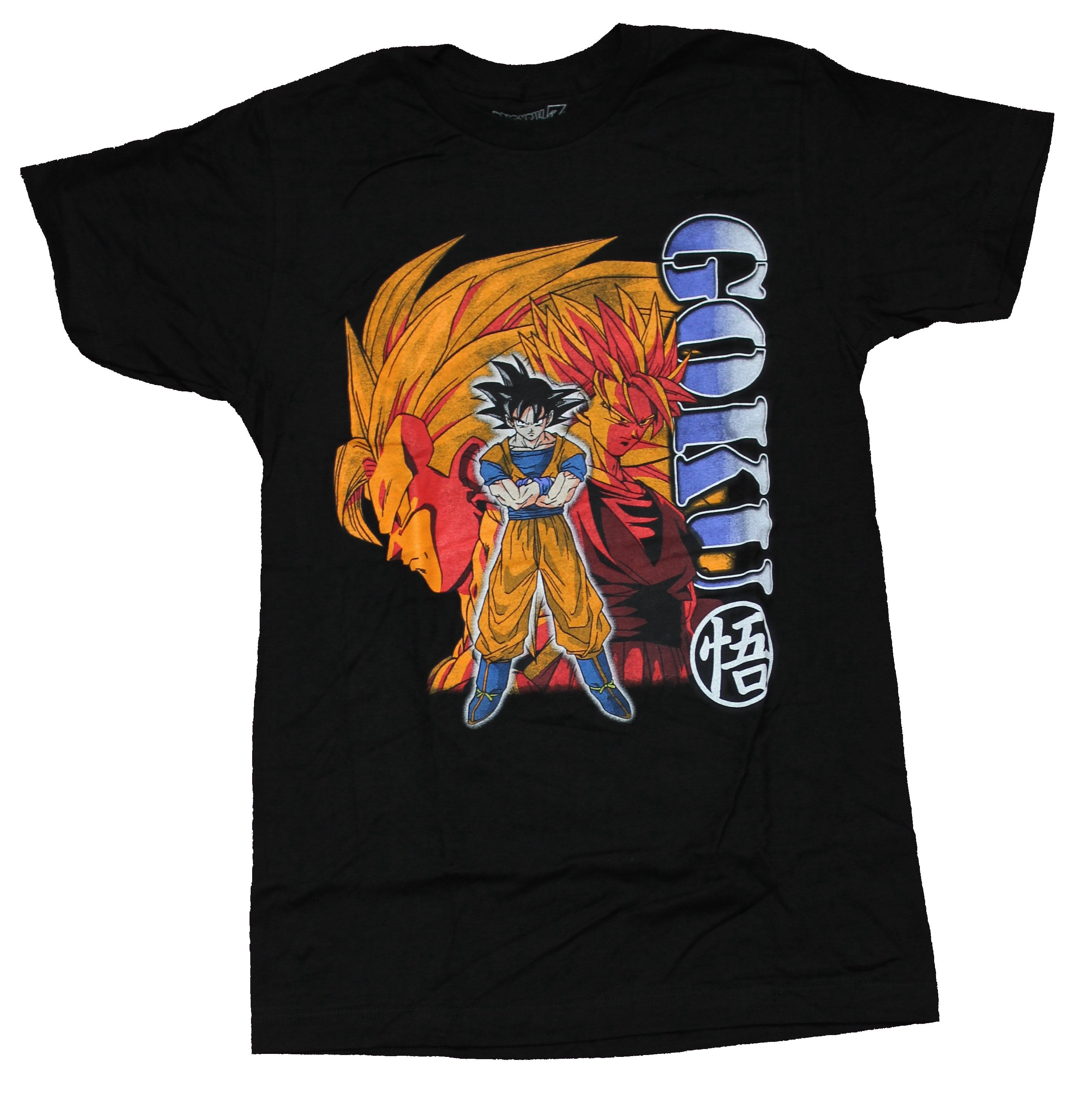 Dragon Ball Z Mens T-Shirt - Goku Crossed Arms Stance Over Orange Pic (X-Large)