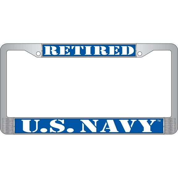 U.S. Navy Retired Chrome License Plate Frame
