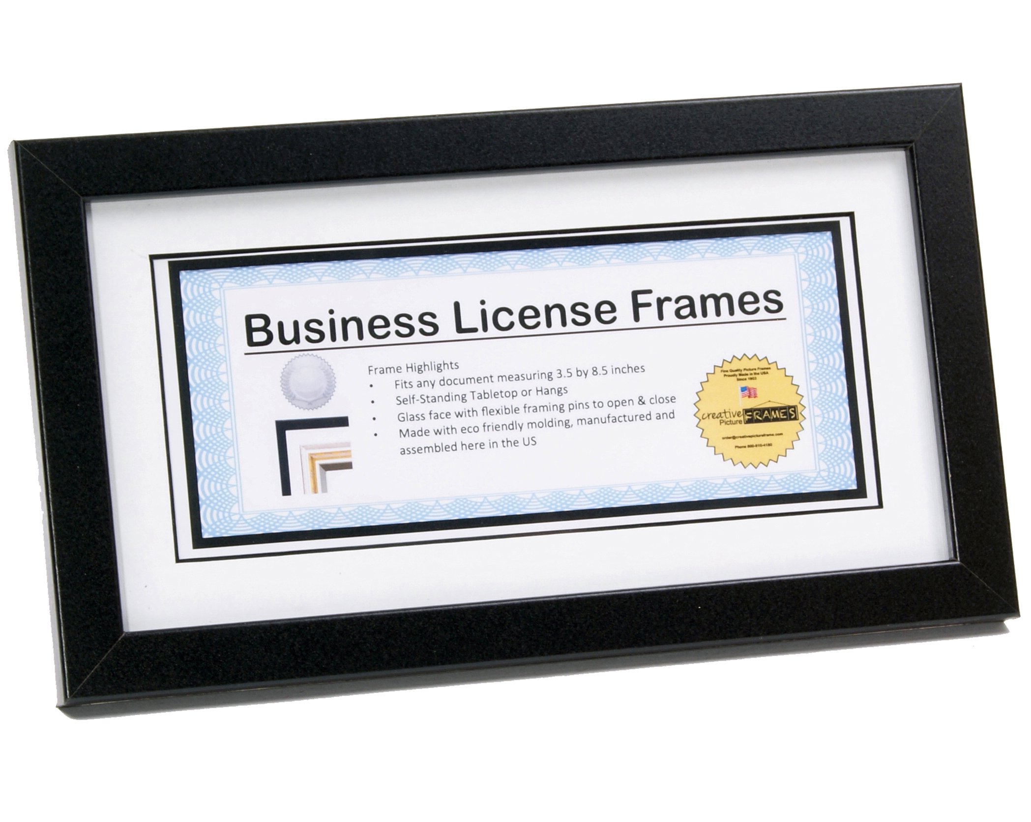 creativepf [65en-5.5x10.5bk-w] black business license certificate frame ...