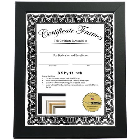 License Frames for Cosmetology Professionals 3.5 by 8.5 inch State Board License Holder Displays Certificates, Tax License and more - Self Standing or Hanger (Silver Leaf w/ Stand & Hanger, 1 Pack)