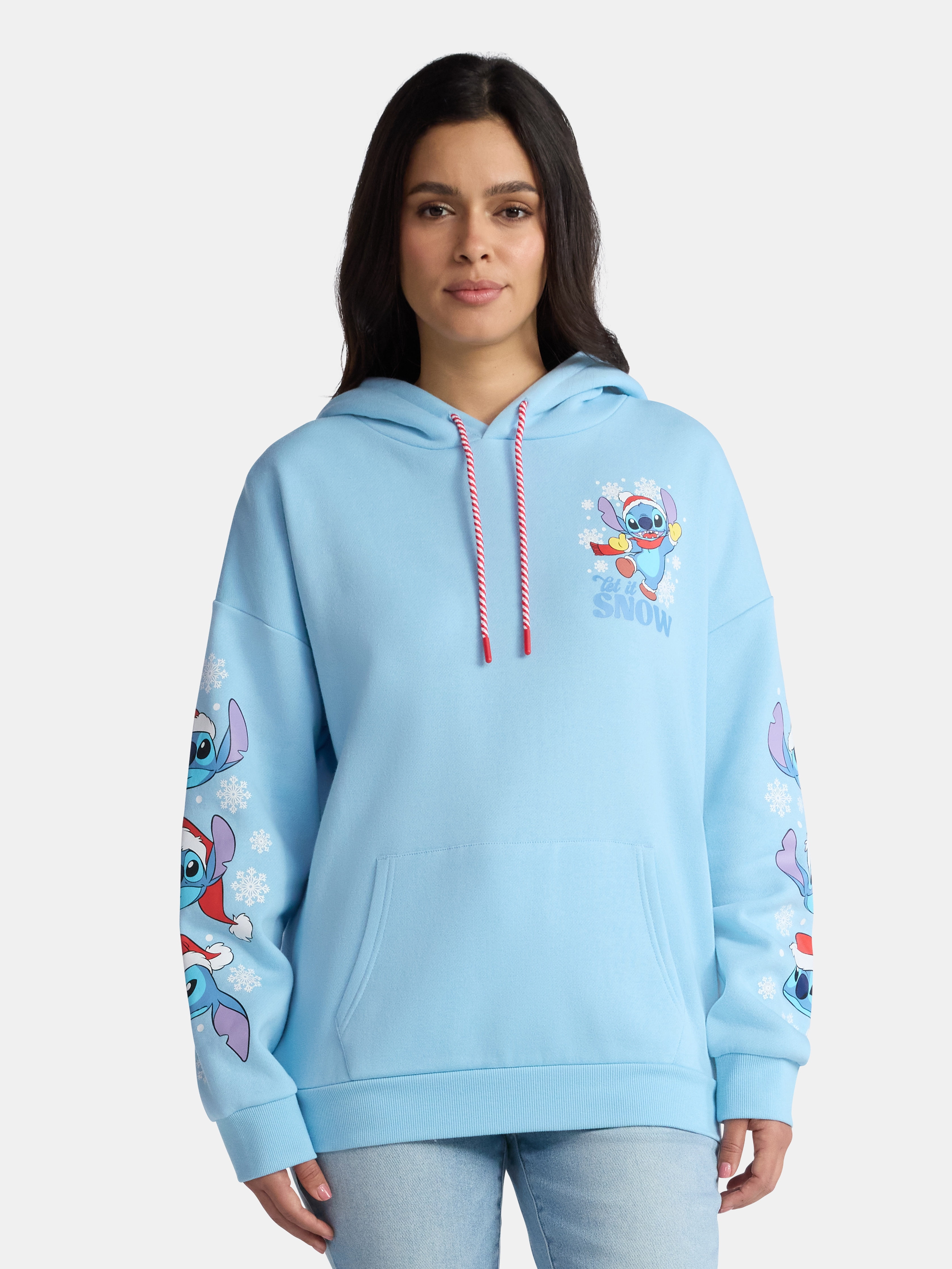 Disney Stitch Women's Holiday Graphic Hoodie with Long Sleeves, Sizes XXS–2XL