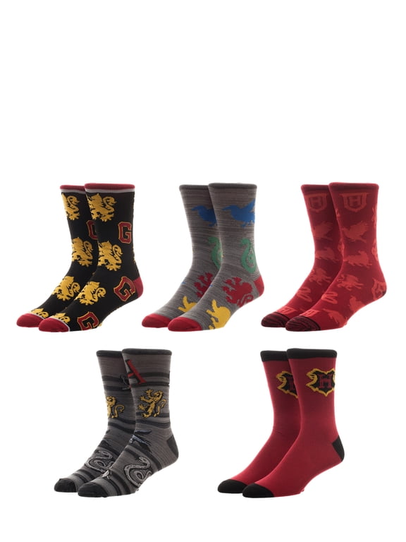 License Men's Hogwarts Crew Socks 5-Pack