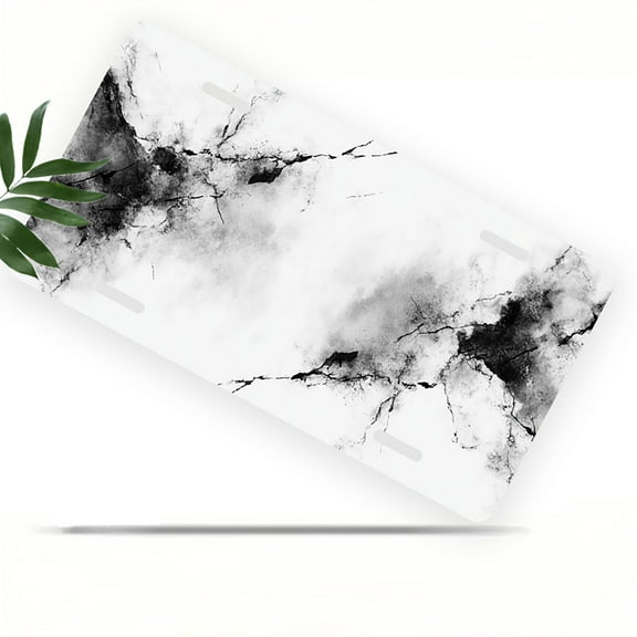 License Plate, Abstract Marble Decorative Front,Personalized Stainless Steel License Plate Cover For Men Women,12.2" X 6.2"