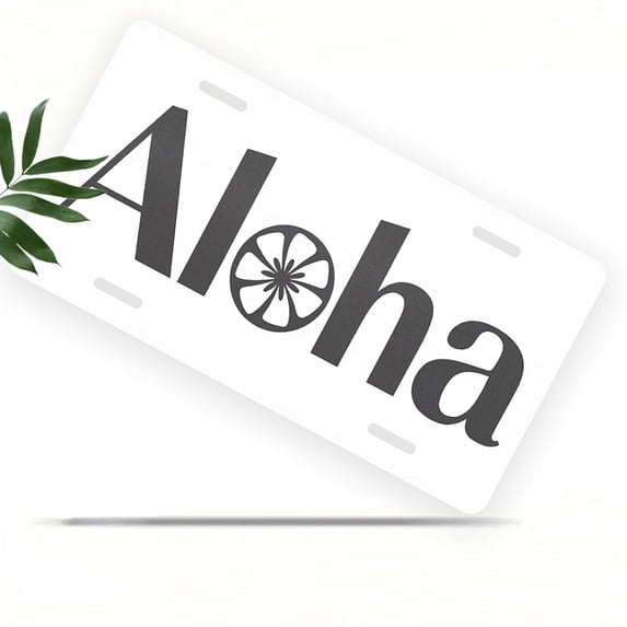 License Plate, Aloha with Flower Design Decorative Front,Personalized Stainless Steel License Plate Cover For Men Women,12.2" X 6.2"