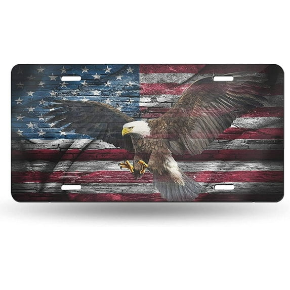 License Plate American Flag Decorative Car Front,Metal Car Plate,License Plate,Vanity Tag,Aluminum Noverlty License Plate for Men/Women/Boy/Girls Car 6脳12 Inch