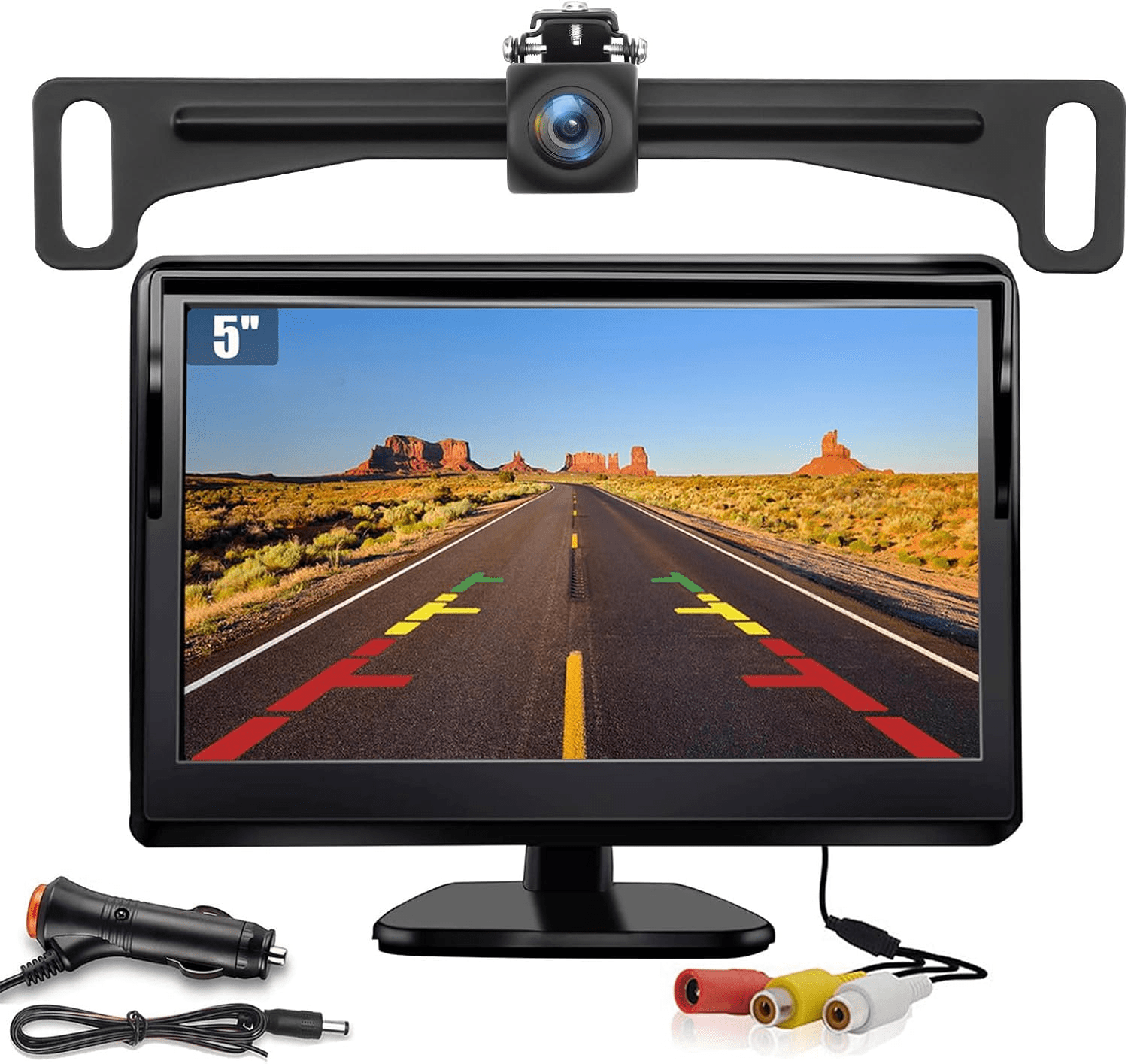 Backup Camera Summit Racing License Plate Backup Camera with 5in Monitor, 170 Degree Wide Angle DIY ...