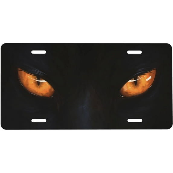 License Plate,Black Cat Yellow Eyes Decorative Car Front,Metal Car Plate,License Plate,Vanity Tag, Noverlty License Plate for Men/Women/Boy/Girls Car 6×12 Inch