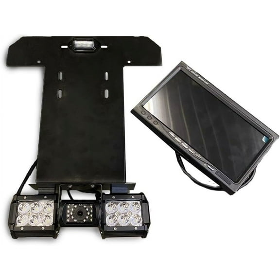 License Plate Bracket + Plug and Play Light + 2 Backup Lights + Backup Camera, for Rear A2 Airlift Bumper, Compatible with Humvee