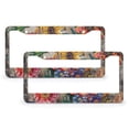 thumbnail image 1 of License Plate Cover Colorful Flower Print License Plate Frame License Plate Shield Frame 2 Pcs Set Watercolor Flowers Print Quality Aluminum Metal License Plate Frames for Women Men, 1 of 6
