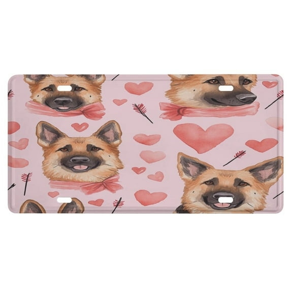 License Plate Cover Cute German Shepherd Dogs Love Heart German Shepherd Dog Lover Gifts Car Tags Aluminum for Your Golf Cart for Women Men 6x12 Inch