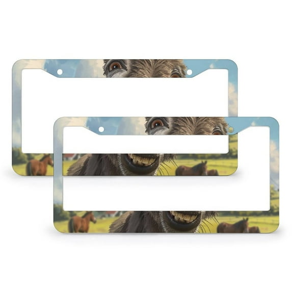 License Plate Cover Funny Donkey Funny License Plates 2 Pcs Set Funny Donkey Gifts Quality Aluminum Metal License Plate Frames Fits All Car