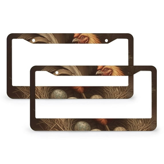 License Plate Cover Hen with Eggs Funny License Plates 2 Pack Retro Farm Animal Farmhouse Aluminum License Plate Frame Car Accessories US Canada Standard