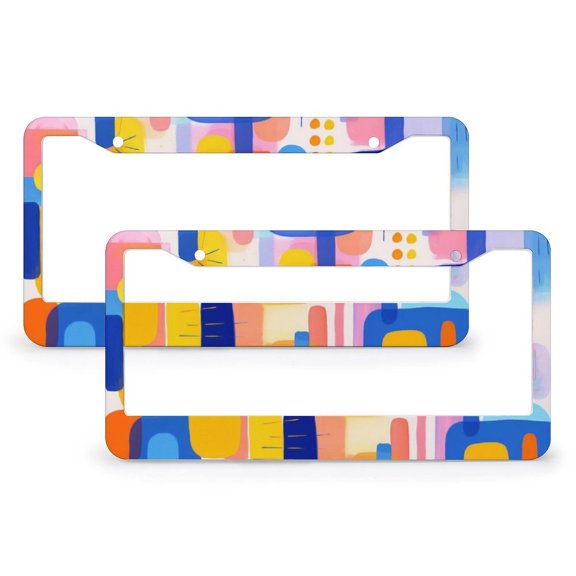 License Plate Cover Illustration Of An Abstract Color Scheme License Plate Cover License Plate Novelty License Plate Frame 2 Pack Retro Painting Quality Aluminum Metal License Plate Frame for Women