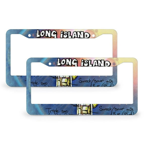 License Plate Cover Long Island Iced Tea Standard Car Tag Cover Holder 2 Pieces Classic Cocktail Stainless Aluminum License Plate Frames for Women