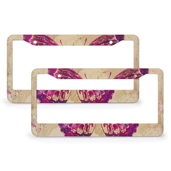 License Plate Cover Mexican Art Butterfly Car Tags Frames Holder 2 Pack Vintage Farmhouse Butterfly Flowers Aluminum License Plate Frames Funny Cute for USA Canada Vehicles