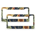 thumbnail image 1 of License Plate Cover Watercolor Chickens And Sunflowers Auto Car Accessories Tag 2 Pcs Set Western Farm Watercolor Sunflower And Rooster Pattern Aluminum License Plate Frame for Women, 1 of 6