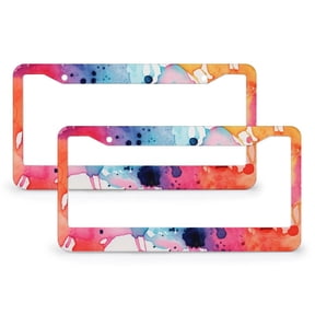License Plate Cover Watercolour Blot Style Customized Decor Car Tag 2 Pack Multicolor Stripes Aluminum Metal License Plate Frames Gift for Dad