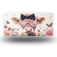 thumbnail image 1 of License Plate,Cow with Heart Sunglasses and Bow Decorative Front,Personalized Stainless Steel License Plate Cover For Men Women,12.2" X 6.2", 1 of 7