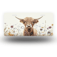 thumbnail image 1 of License Plate,Cow with Tag in Purple Flower Field Decorative Front,Personalized Stainless Steel License Plate Cover For Men Women,12.2" X 6.2", 1 of 7