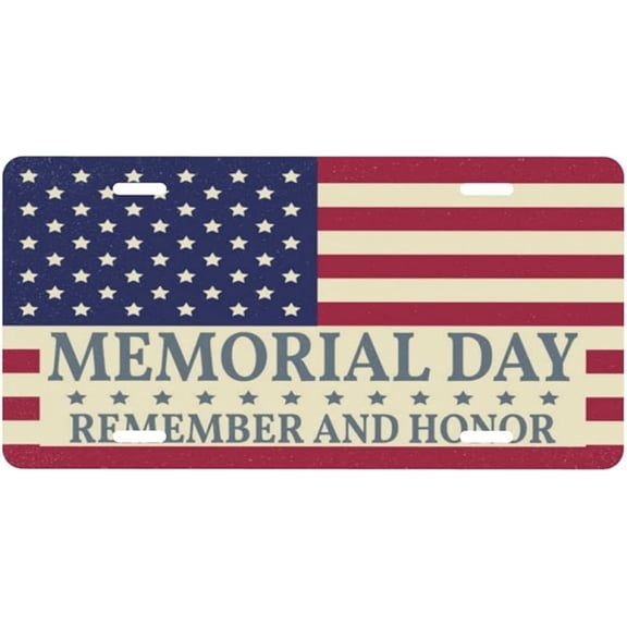 License Plate Usa Memorial Day Decorative Car Front License Plate,Vanity Tag,Metal Car Plate,Aluminum Novelty License Plate for Men/Women/Boy/Girls Car,6 X 12inch
