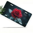 thumbnail image 1 of License Plate, Dewy Red Rose Decorative Front,Personalized Stainless Steel License Plate Cover For Men Women,12.2" X 6.2", 1 of 6