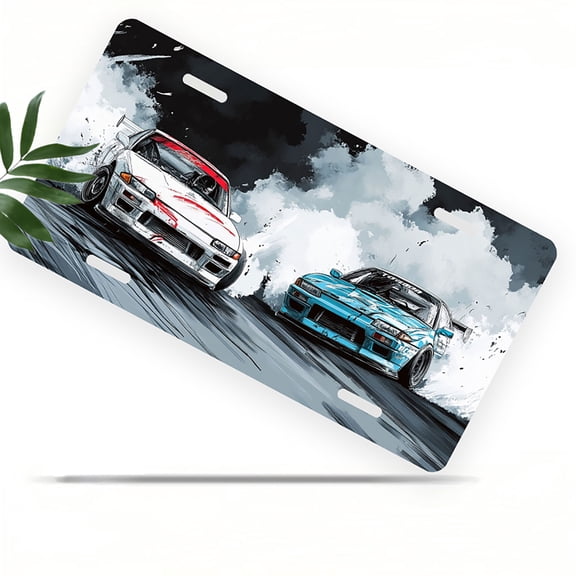 License Plate, Drifting Cars Decorative Front,Personalized Stainless Steel License Plate Cover For Men Women,12.2" X 6.2"