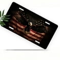 thumbnail image 1 of License Plate, Eagle and Old style Flag Decorative Front,Personalized Stainless Steel License Plate Cover For Men Women,12.2" X 6.2", 1 of 6