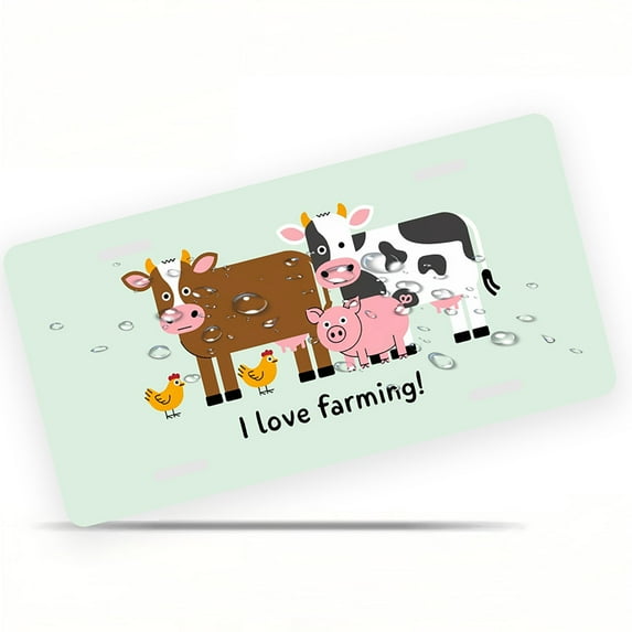 License Plate, Farm Animals Love Decorative Front,Personalized Stainless Steel License Plate Cover For Men Women,12.2" X 6.2"