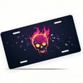 thumbnail image 1 of License Plate, Flaming Skull Decorative Front,Personalized Stainless Steel License Plate Cover For Men Women,12.2" X 6.2", 1 of 7