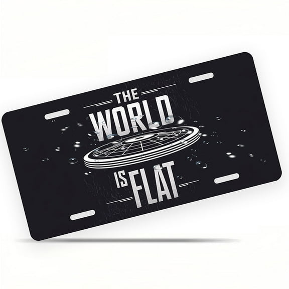 License Plate, Flat Earth Statement Decorative Front,Personalized Stainless Steel License Plate Cover For Men Women,12.2" X 6.2"