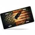 thumbnail image 1 of License Plate, Flying Eagle over Aged Flag Decorative Front,Personalized Stainless Steel License Plate Cover For Men Women,12.2" X 6.2", 1 of 7